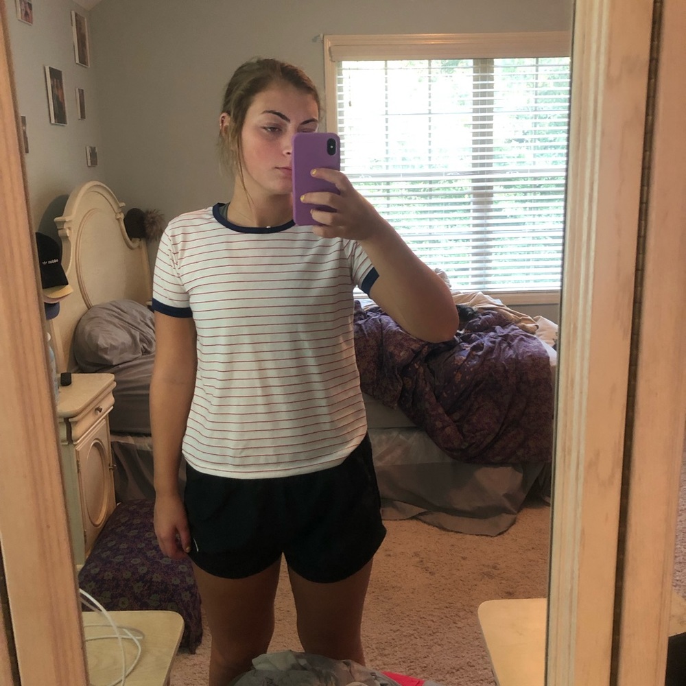 Cropped striped Tee
